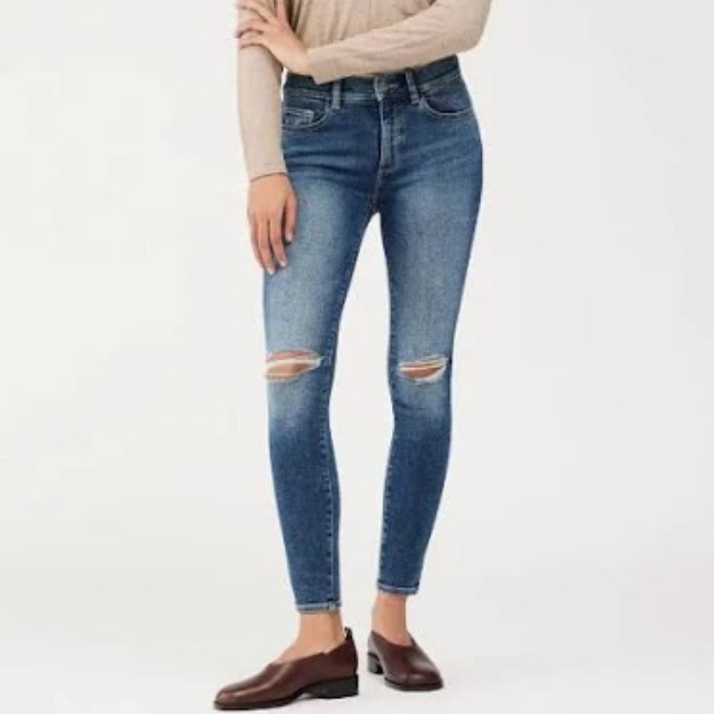 NWT DL1961 Florence Mid-rise Stretch Skinny Jean Distressed Mid-wash SZ 18